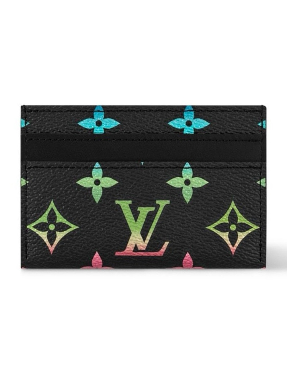 NEW Louis Vuitton Black Iridescent Multicolor Monogram Card Holder